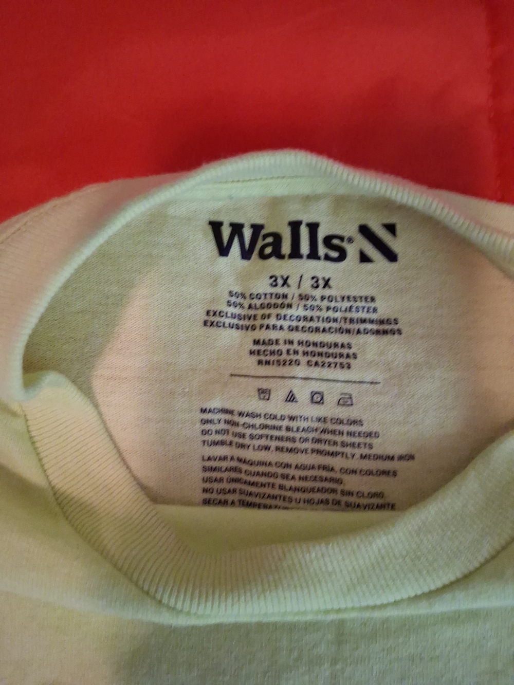 Walls High-Visibility Yellow Work and Safety Short Sleeve T-shirt, Men's 3X New - Picture 2 of 3